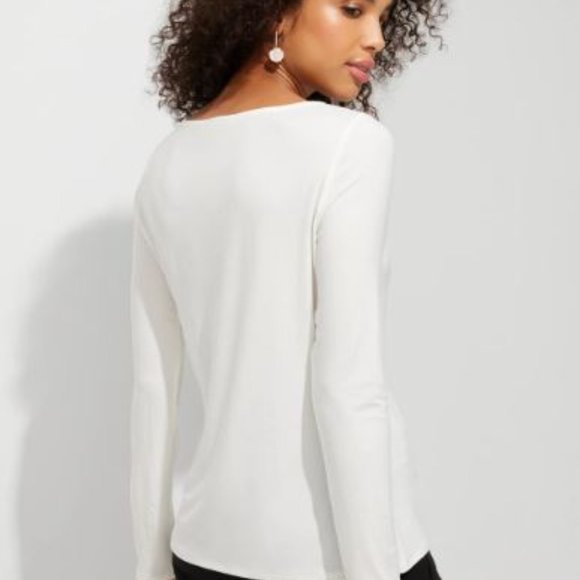 WHBM Long Sleeve Cutout Crew Neck Top - Picture 3 of 8